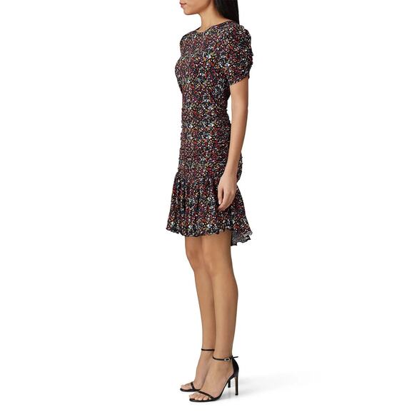 Tanya Taylor Ruched Effie Bodycon Dress in Confetti‎ Print - Picture 1 of 11